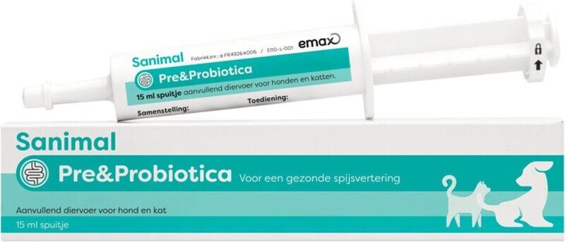 Sanimal Prebiotica & Probiotica 15 ml - voor ondersteuning van het maag-darm stelsel - gezonde darmflora