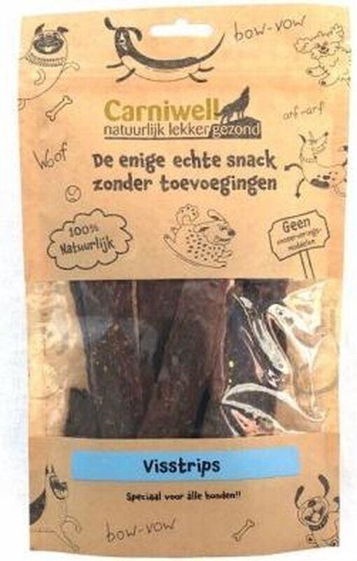 Carniwell - visstrips - 100 Gram - Hypoallergeen Kauwsnack - Hondensnoepjes - natuurlijke hondensnacks vis