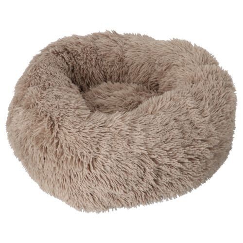 Heerlijk zachte fluffy donutmand 60cm voor kleine hond en kat - taupe- 60cm