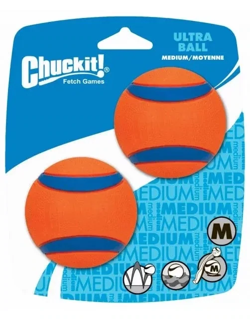 Chuckit Ultra Ball Oranje&Blauw - Hondenspeelgoed - 2 stuks - sterke honden speelballetjes meeverend