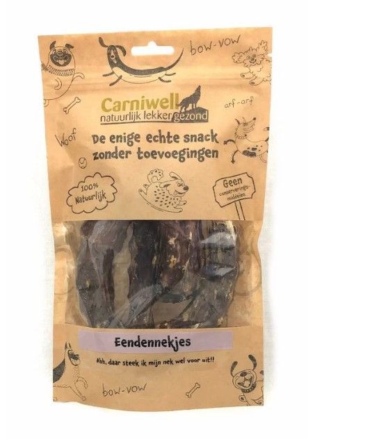 Carniwell - eenndennekken - Hypoallergeen Kauwsnack - Hondensnoepjes - natuurlijke hondensnacks eend