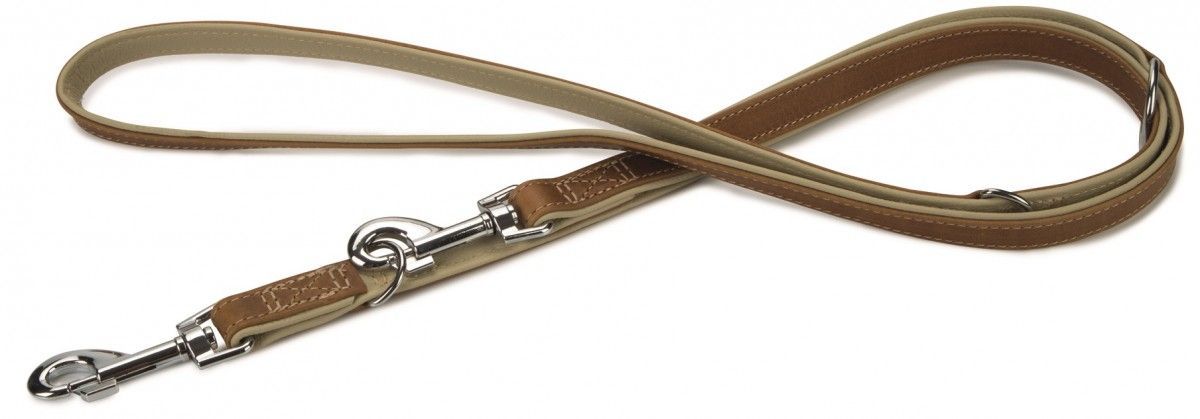 Beeztees Comfort - hondenriem - Leer - Bruin - 200 cm x 18 mm - soft lederen honden uitlaatriem driestandenriem - dressuurlijn