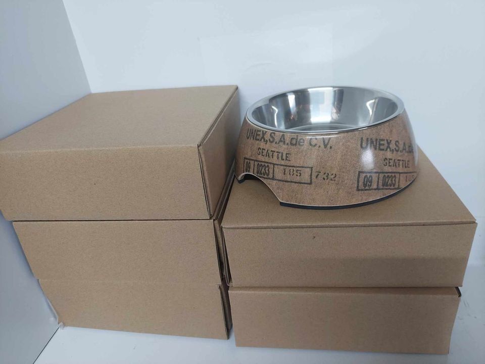 Beeztees honden / katen voer/drinkbakje bamboo melamine 18cm doornsede voerbakje rvs