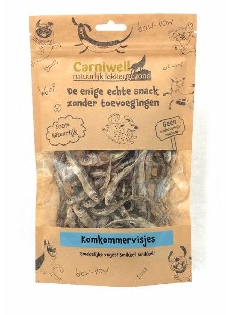 Carniwell - komkommervisjes - 100 Gram - Hypoallergeen Kauwsnack - Hondensnoepjes - natuurlijke hondensnacks vis