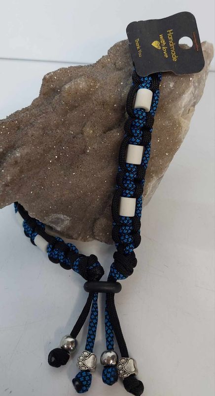 100% natuurlijk EMX anti-tekenketting - zonder chemicaliën - met de hand gemaakt - blauw/zwart - 35cm