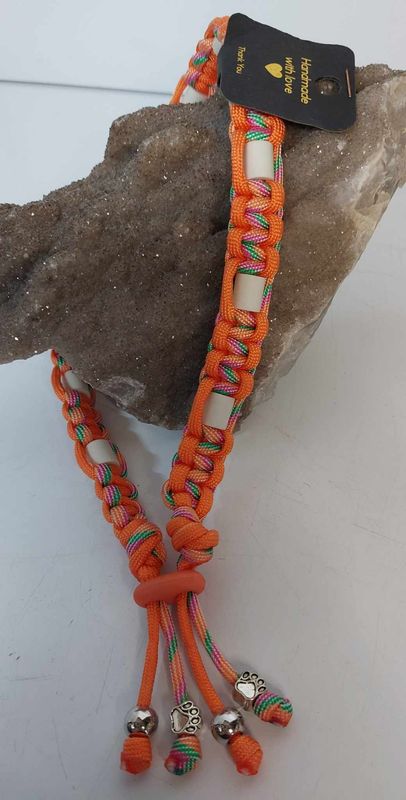 100% natuurlijk EMX anti-tekenketting - zonder chemicaliën - met de hand gemaakt -  Oranje - 25cm