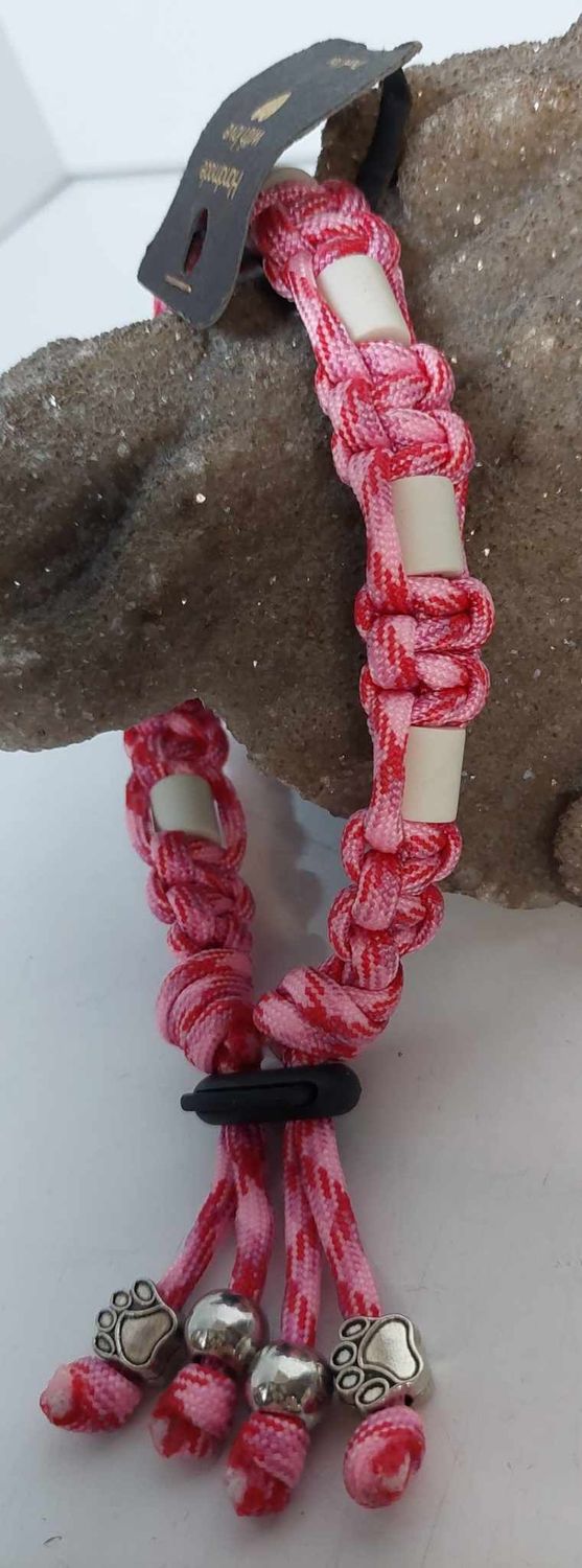 100% natuurlijk EMX anti-tekenketting - zonder chemicaliën - met de hand gemaakt - roze - 35cm