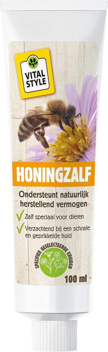 VITALstyle Honingzalf - Dieren Supplementen - Voor Honden, Katten & Paarden - Ondersteunt Het Natuurlijk Herstellend Vermogen Van De Huid - 100 ml