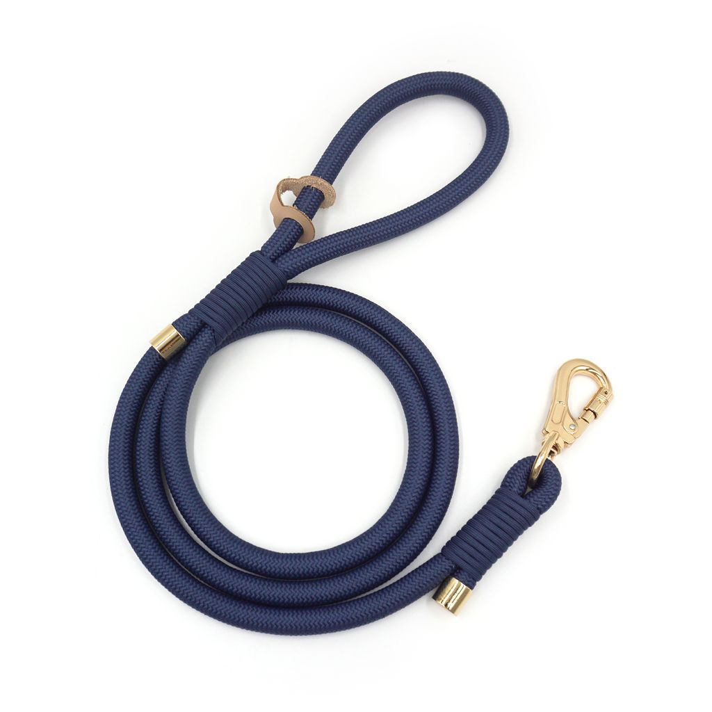 Ronde hondenriem van 150cm in 9 blitse kleuren - blauw - ligt lekker in de hand - met metalen meedraaiende gesp - ACTIE!