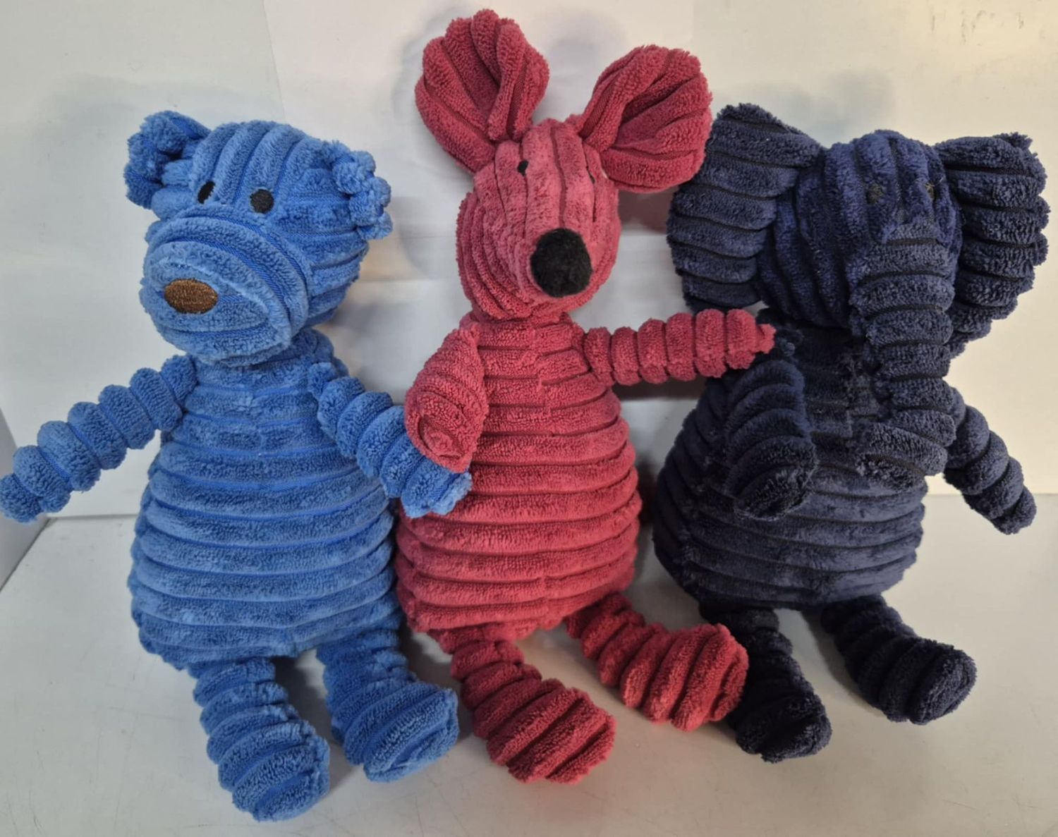 SET van 3x Hondenknuffel - beer - muis en olifant - stevig met piep hondenspeelgoed - piepknuffel