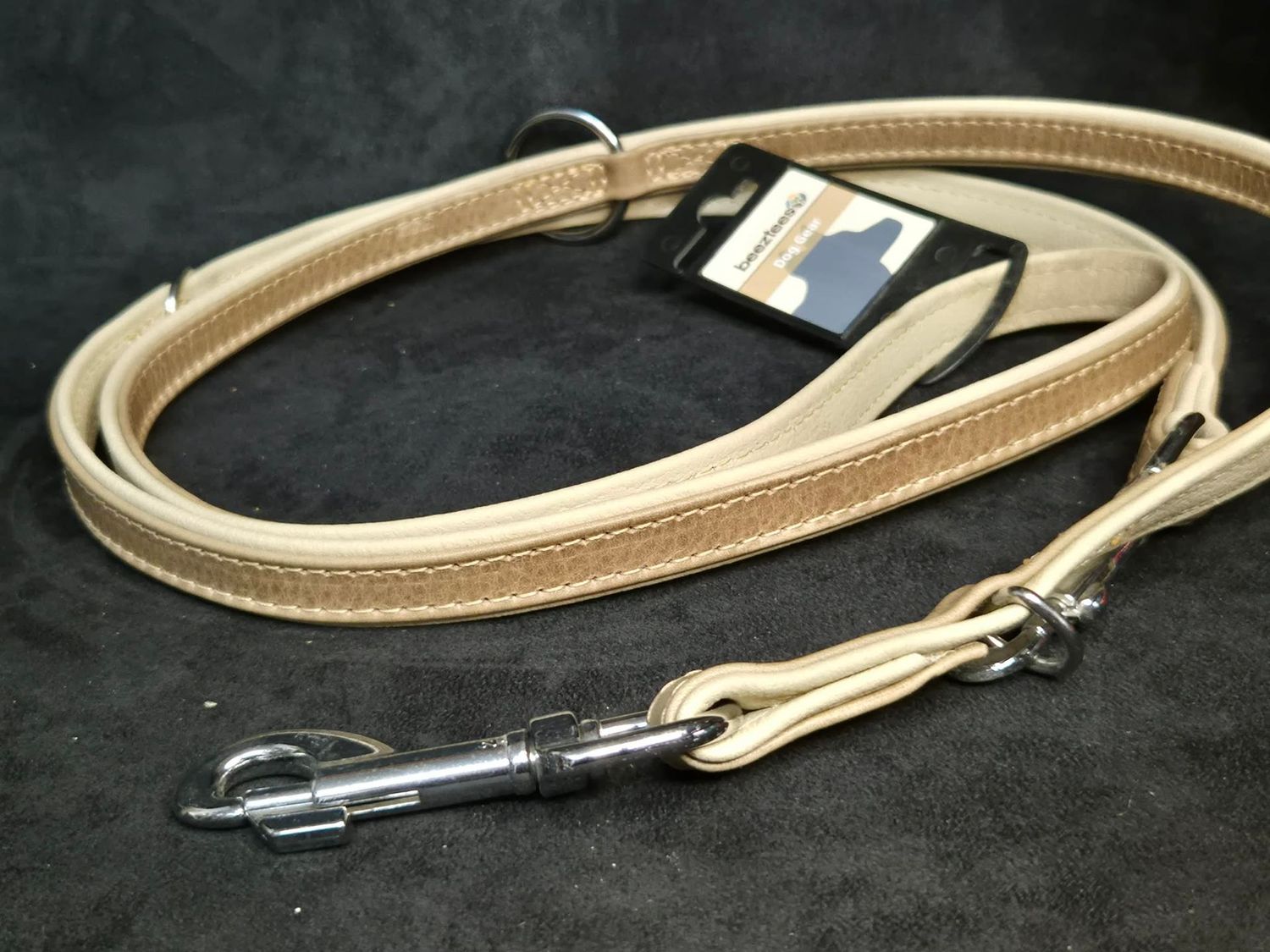 Beeztees leren trainingsriem driestandenriem hondenriem leder 200cm * 18mm soft leer