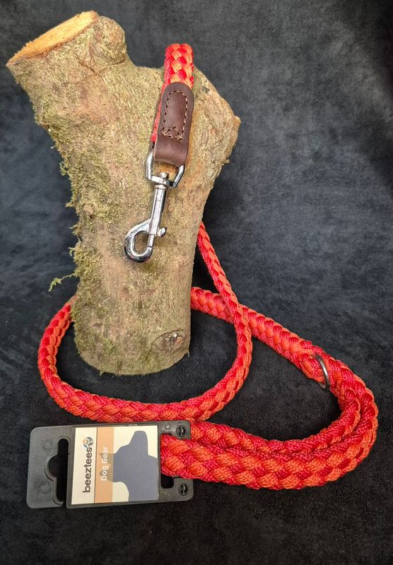 Beeztees hondenriem oranje met leer 130cm hondenlijn soft dog leash