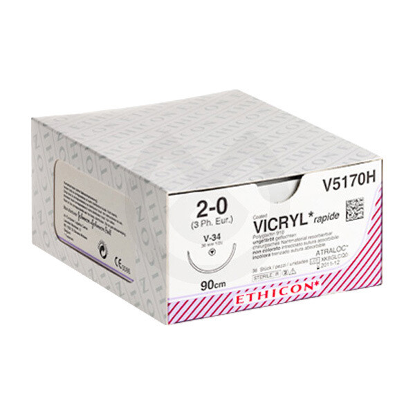 SUTURA VICRYL RAPID V4270H 3/0 PS-2 3/8C - 19MM, 70CM.
ETHICON