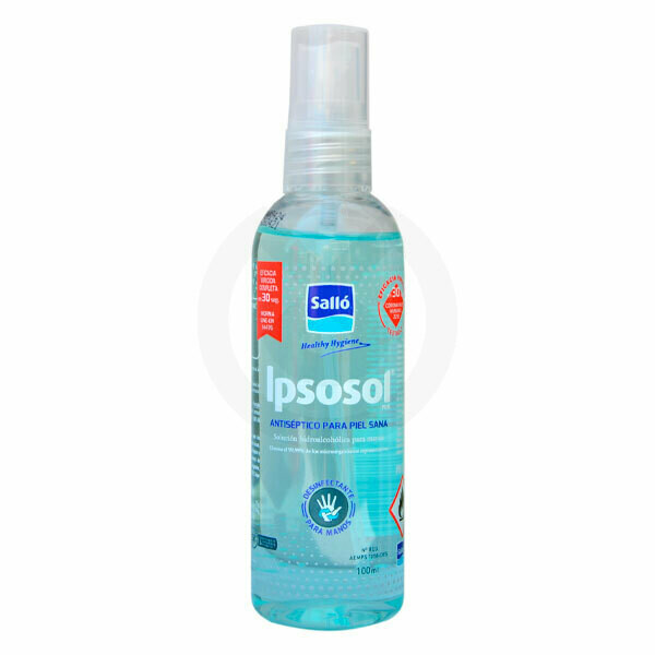 IPSOSOL PLUS SOLUCIÓN DE MANOS 100ML
JABON DESINFECTANTE BACTERICIDA Y  LEVURICIDA
SALLÓ