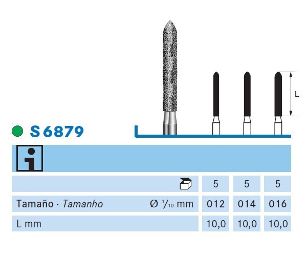FRESA DIAMANTE TORPEDO CÓNICA LARGA F.G. S6879.314. GRANO GRUESO