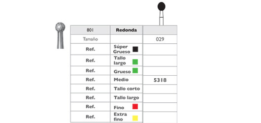 FRESAS DIAMANTE TURBINA F.G. 8801.314.029 GRANO FINO BOLA DIÁMETRO 029
KOMET