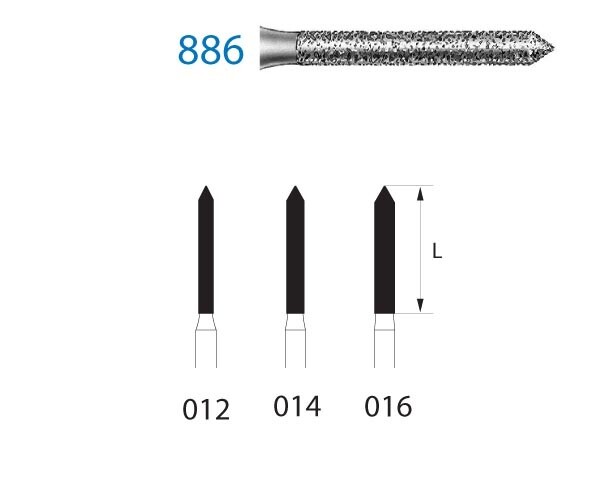 FRESAS DIAMANTE TURBINA F.G. 886.314.CILÍNDRICO LARGO CON PUNTA BISELADA 
KOMET