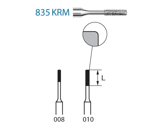 FRESA DIAMANTE CILÍNDRICA BORDE REDONDEADO F.G. 835KRM.314.010 MICROPREPARACIÓN
KOMET