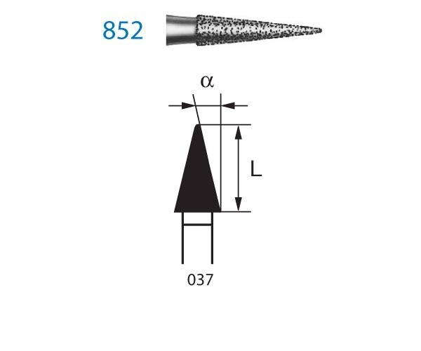 FRESA DIAMANTE CÓNICA PUNTIAGUDA F.G. 852.314.037 GRANO MEDIO PARTE ACTIVA 7 MM
KOMET