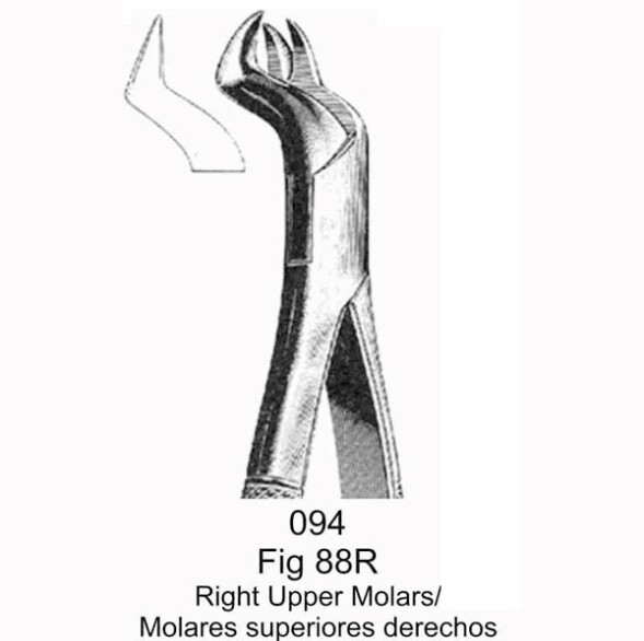 FORCEPS DE EXTRACCIÓN MOLARES SUPERIORES DERECHOS FORMA AMERICANA  FIG. 88R MASTERS