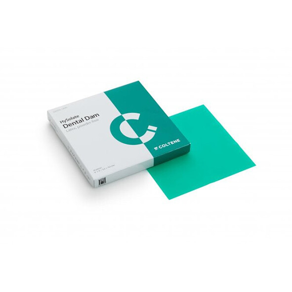 DIQUES DE GOMA HYSOLATE LATEX DENTAL DAM grueso verde (152x152 mm) 36 ud. COLTENE