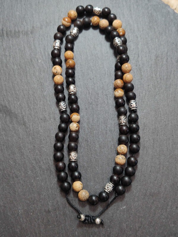 "Le Stylé" façon "Mala" en bois d'ébène et Jaspe de Kalahari