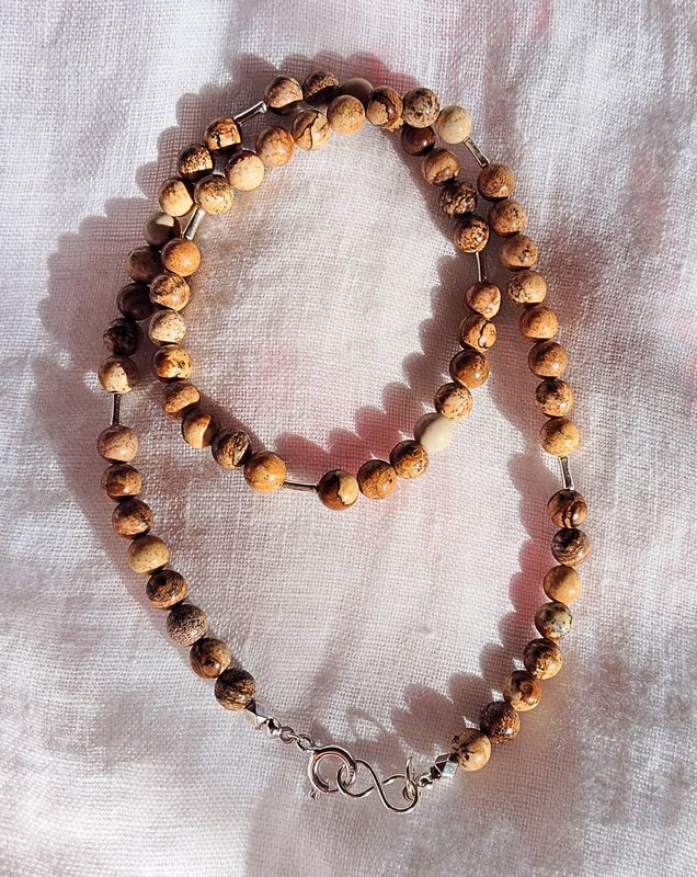 Collier Argent925 en Jaspe de Kalahari