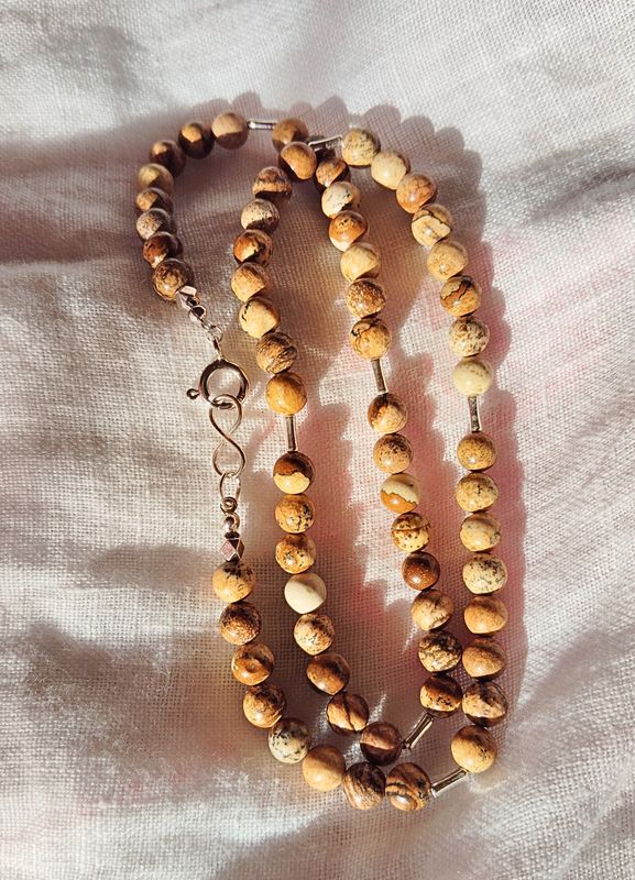 Collier Argent925 en Jaspe de Kalahari