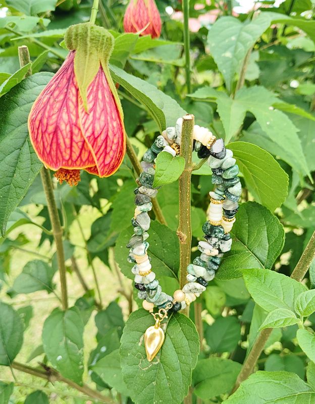 Collier (ras-du-cou) Gold-Filled Agate arbre