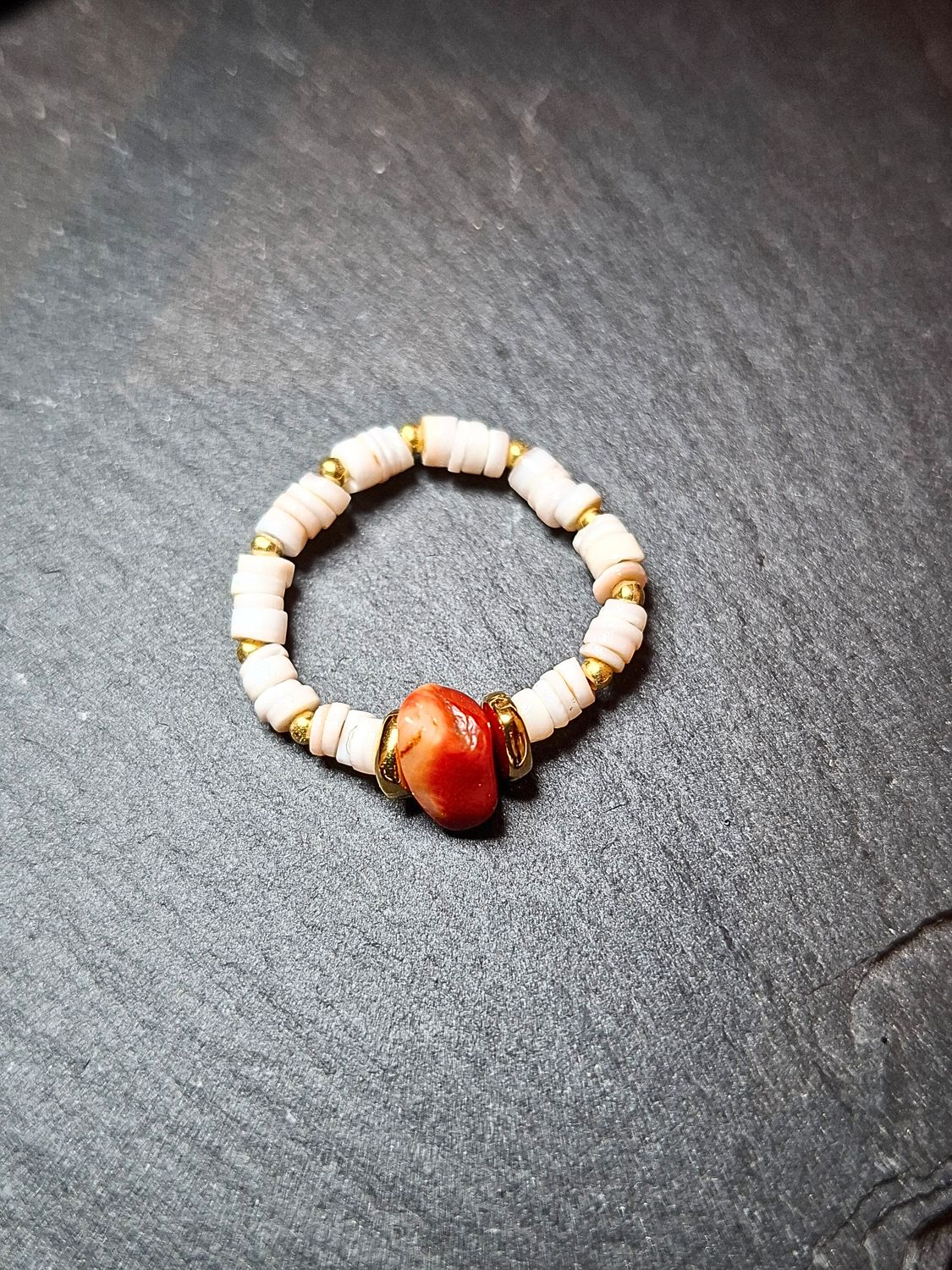 Bague Gold-Filled en Jaspe rouge chips