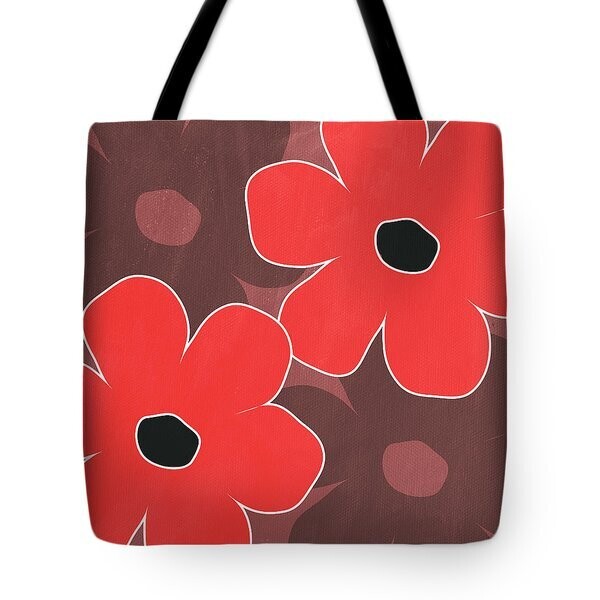 Big Red and Marsala Flowers Tote Bag