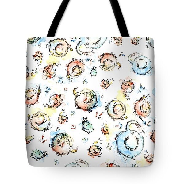 Elephant Pattern Watercolor Tote Bag