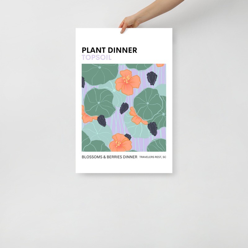 Blossoms and Berries Poster - European Flower Market Poster Style
