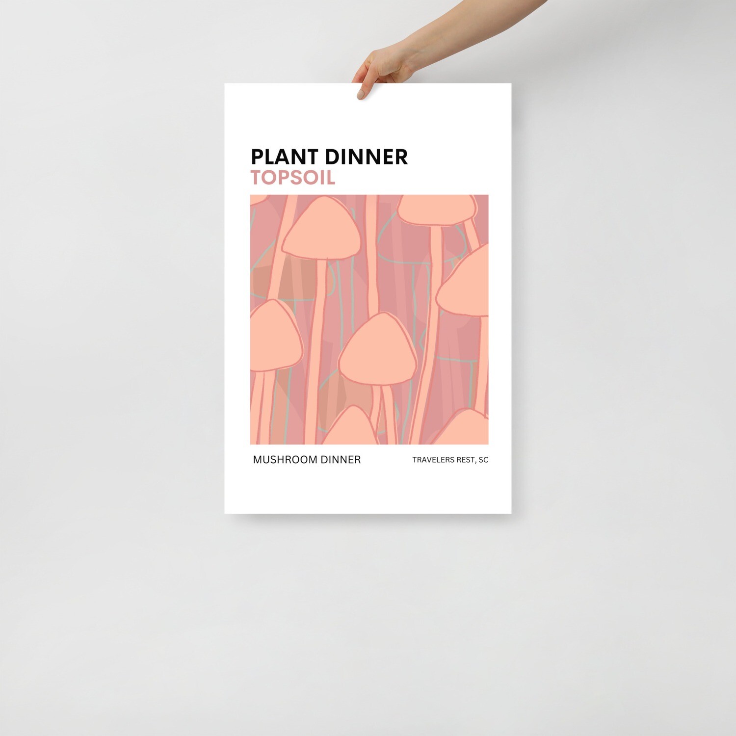 Mushroom Dinner Poster - European Flower Market Poster Style