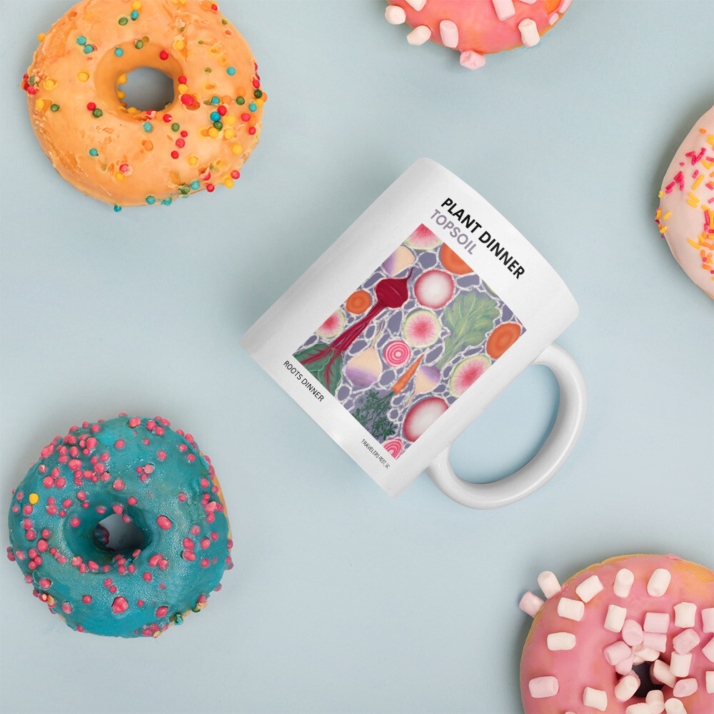 Root dinner White glossy mug
