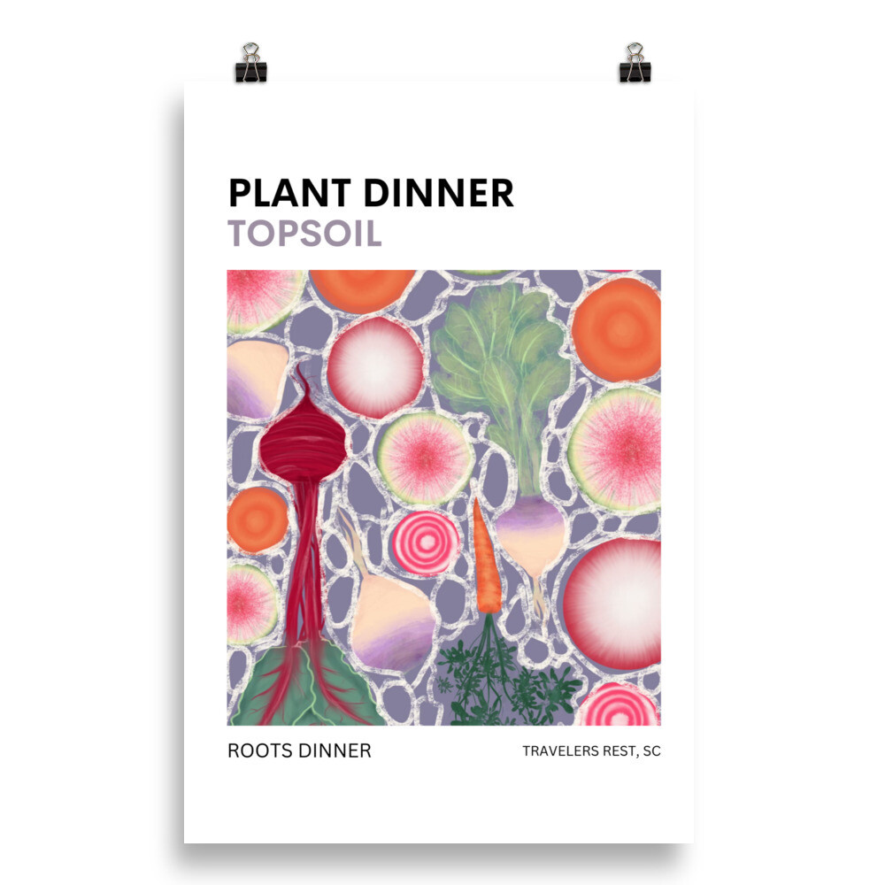 Roots Dinner Poster - European Flower Market Poster Style