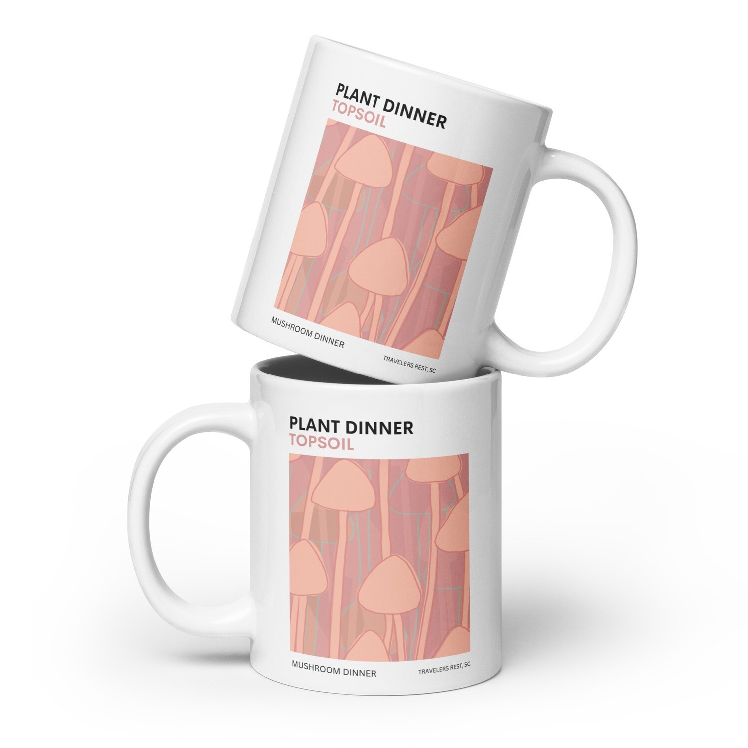 Mushroom dinner White glossy mug