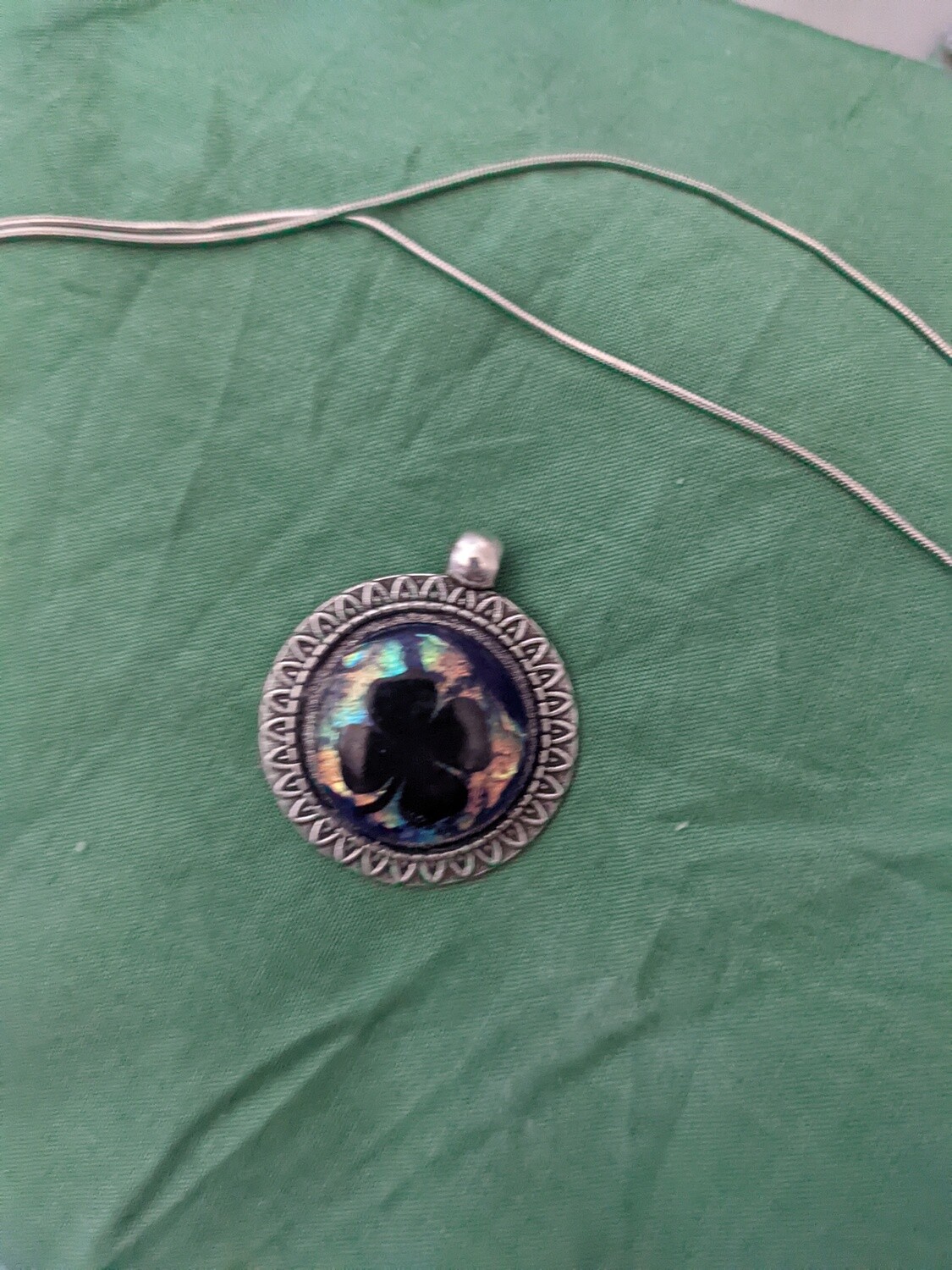 Tie-dye Pendant with 3-leaf clover decal