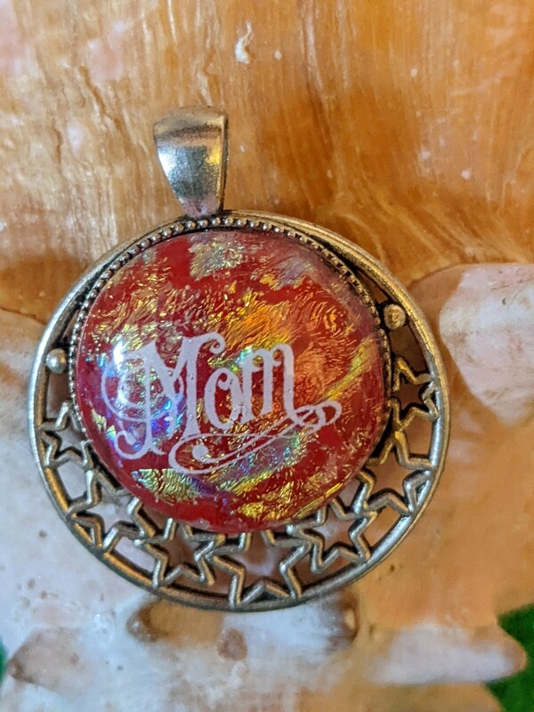 Red Fused Glass Necklace - MOM
