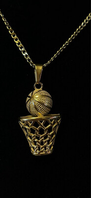 Cadena Y Canasto Con Bola De Baloncesto