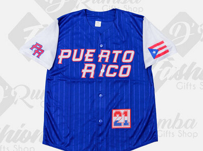 Camisa Jersey de Puerto Rico Baseball (Adulto Azul)