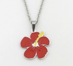 Cadena Y Charm Flor Maga PR  ( varios Colores a escoger,  Roja, Silver Y Dorada) ( Material Stainless Steel)
