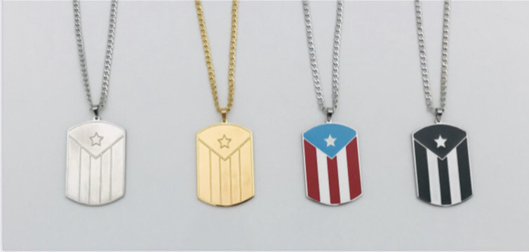 Cadena Y Charm Placa Army bandera PR  ( Disponible En 4 Colores) ( Material Stainless Steel )