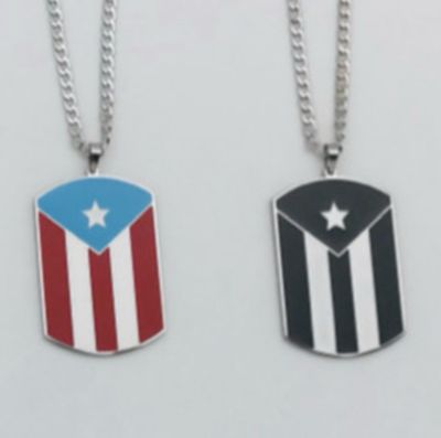 Cadena Y Charm Placa Army bandera PR ( Disponible En 4 Colores)