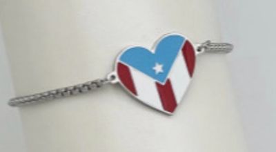 Pulcera de mano Corazón Bandera De PR 4 Colores ( Ajustable )