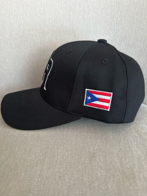 Gorra PR Negro Y Borde Blanco ( Ajustable)