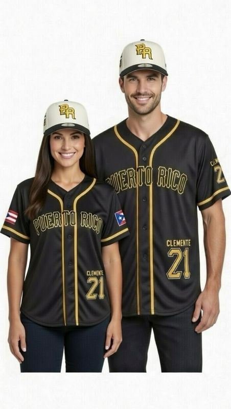 Camisa PR Clemente PR Adulto ( Negra Y amarilla)