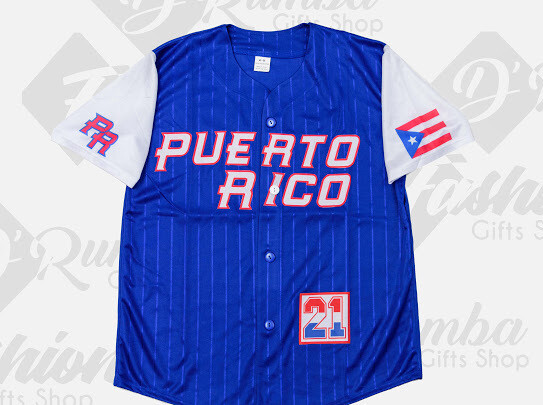 Camisa Jersey de Puerto Rico Baseball (Adulto Azul)