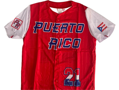 Camisa Jersey de Puerto Rico Baseball (Niño Roja)