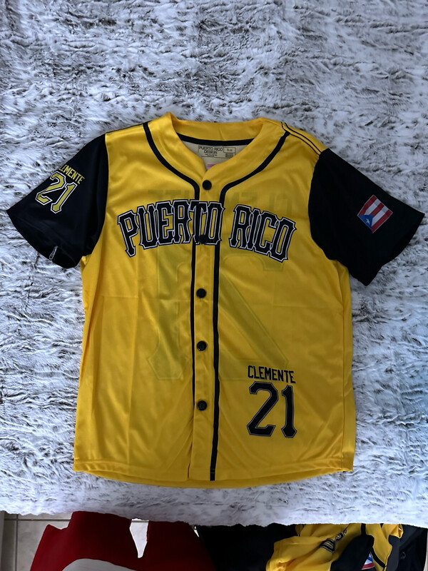 Camisa Puerto Rico Jersey Clemente 21 Adulto ( Amarilla y Negra)
